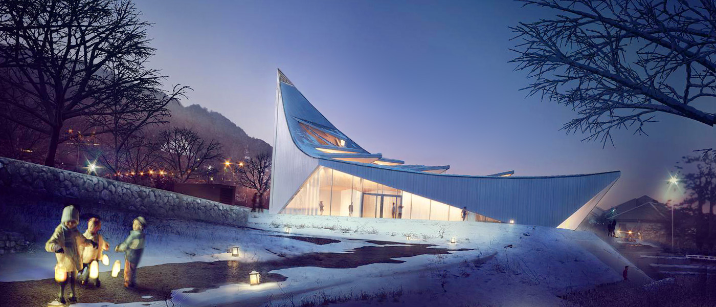 Новая церковь Олгора с прилегающей к ней территорией представляет собой единое архитектурное решение