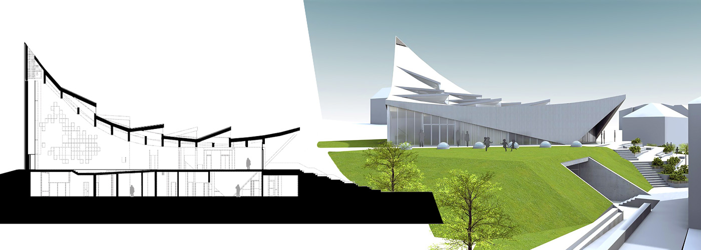 LINK Arkitektur объединила в проекте новой церкви нескольких функциональных помещений под одной крышей