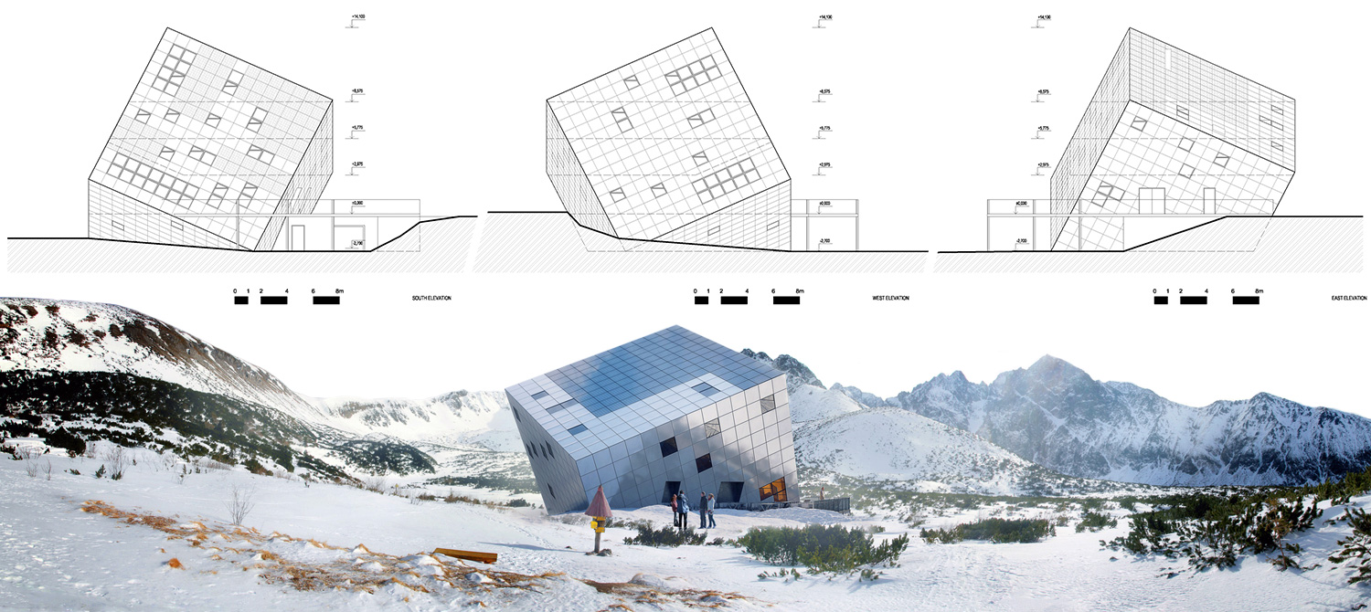 На первом этаже отеля в горах - место для хранения лыж, сушилка, гараж для снегоходов