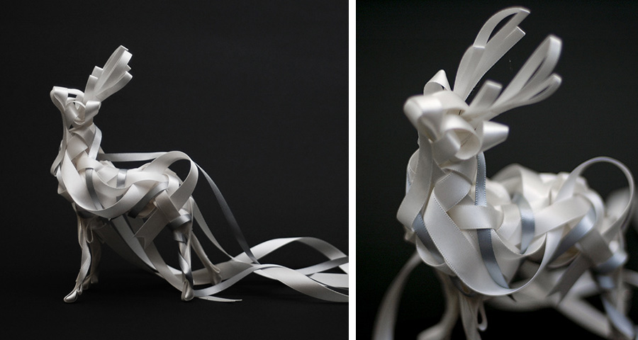 Японский художник Baku Maeda создает из обычных лент удивительные скульптуры животных