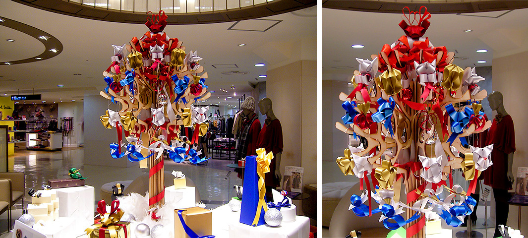 Оформление витрин и торговых площадей композициями из лент